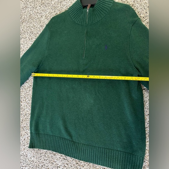 POLO RALPH LAUREN GREEN KNIT QUARTER 1/4 ZIP SWEATER SIZE LARGE - Picture 10 of 11